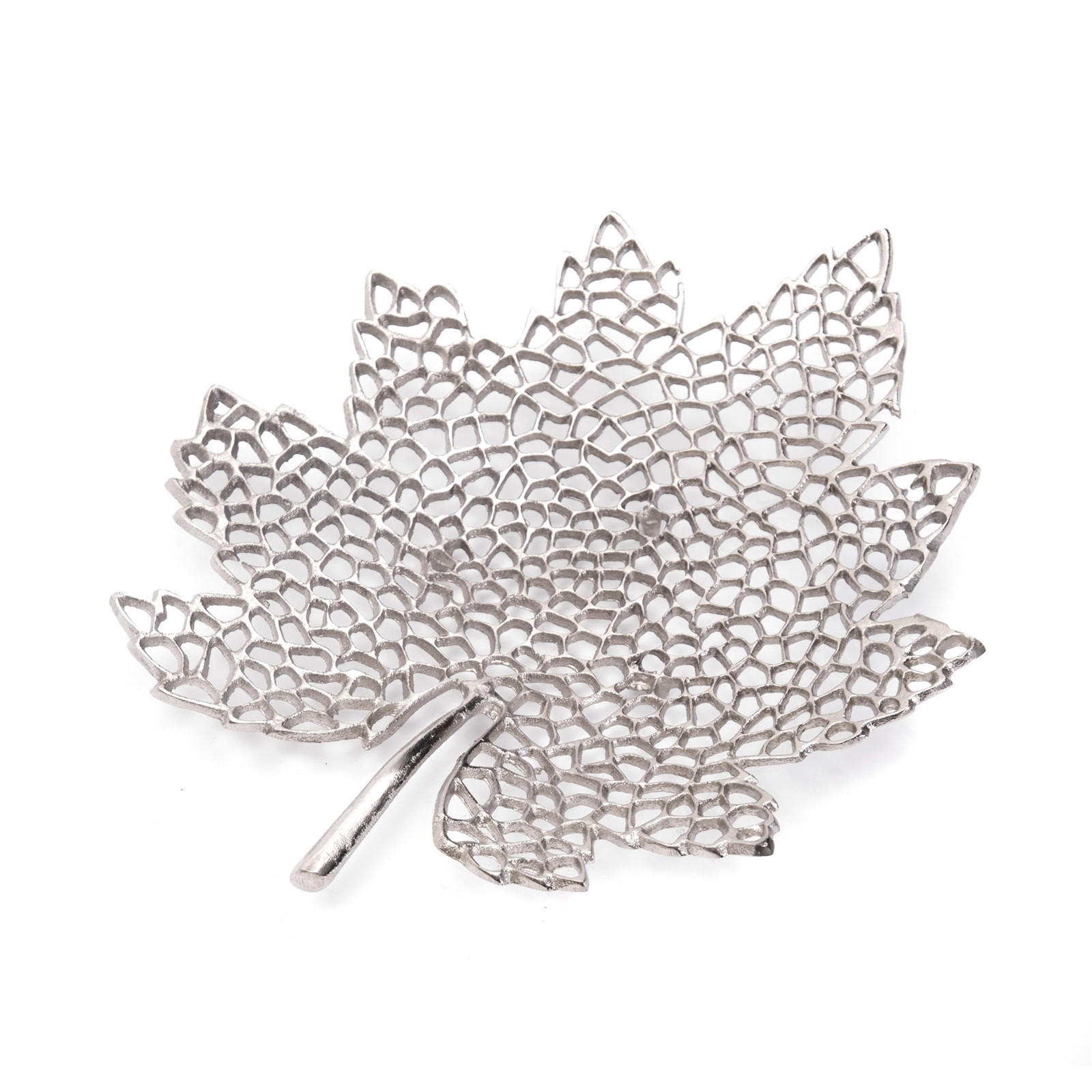 DEKO-SCHALE Leaf 40 Metall Silber - Silberfarben, Metall (36cm) - DESIGN DELIGHTS