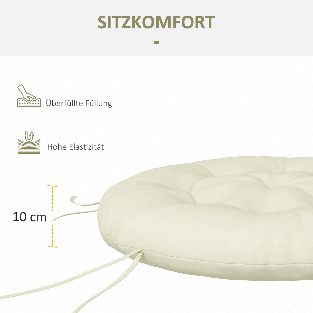SITZKISSEN, Polyester, Beige - Beige, Kunststoff (80/10/80cm) - Outsunny
