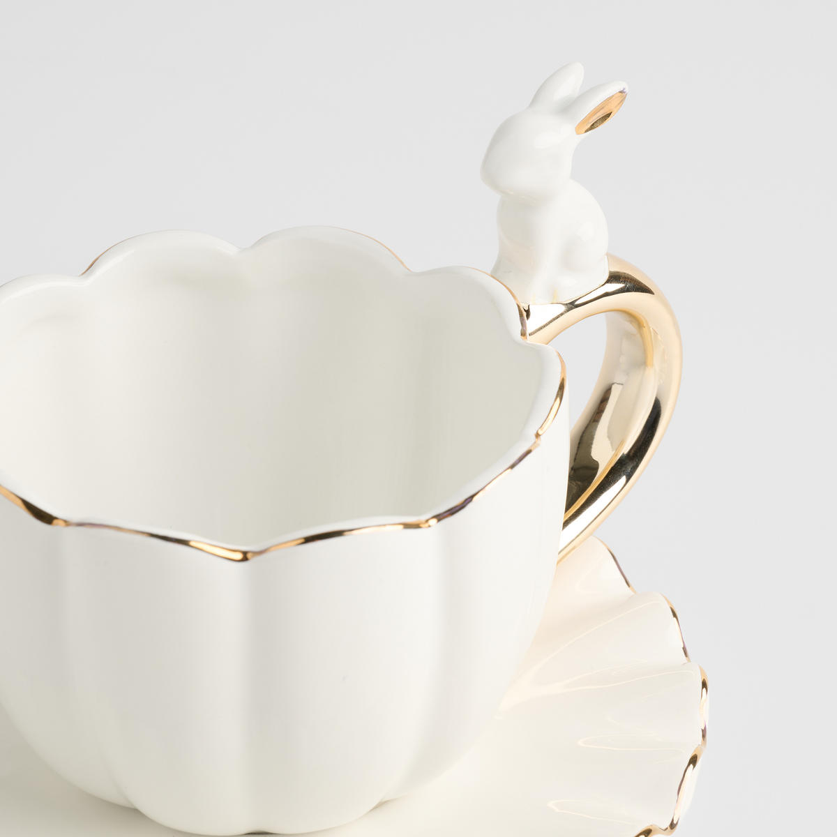 TASSE MIT UNTERTASSE Wonderland - Weiß, Stein (0.28L) - home&you