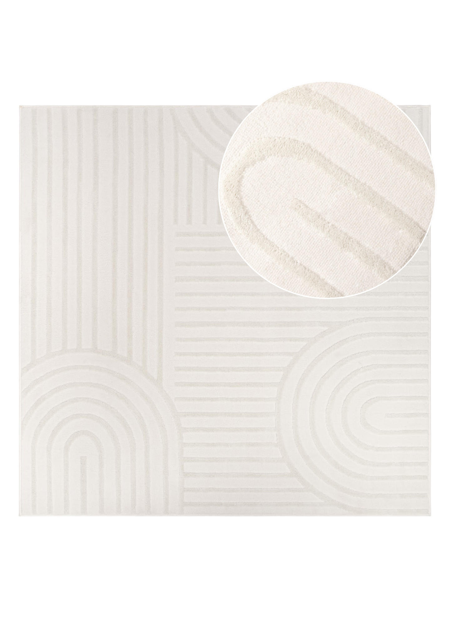 TEPPICH HYGGE Cremeweiß Quadrat 160/160 cm - Creme, Textil (160/160cm) - Tapiso