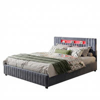 STAURAUMBETT 140/200 cm mit LED & Bettkasten,Polsterbett in Grau Samt - Grau, Holz/Metall (140/200cm) - PARAFTA HOME