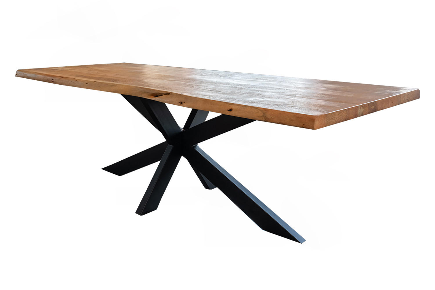 ESSTISCH MIT BAUMKANTE SELVA Braun Akazie - Schwarz/Braun, Holz/Metall (240/100/78cm) - KAWOLA