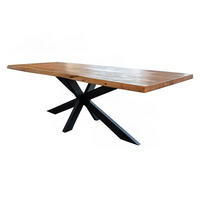 ESSTISCH MIT BAUMKANTE SELVA Braun Akazie - Schwarz/Braun, Holz/Metall (240/100/78cm) - KAWOLA