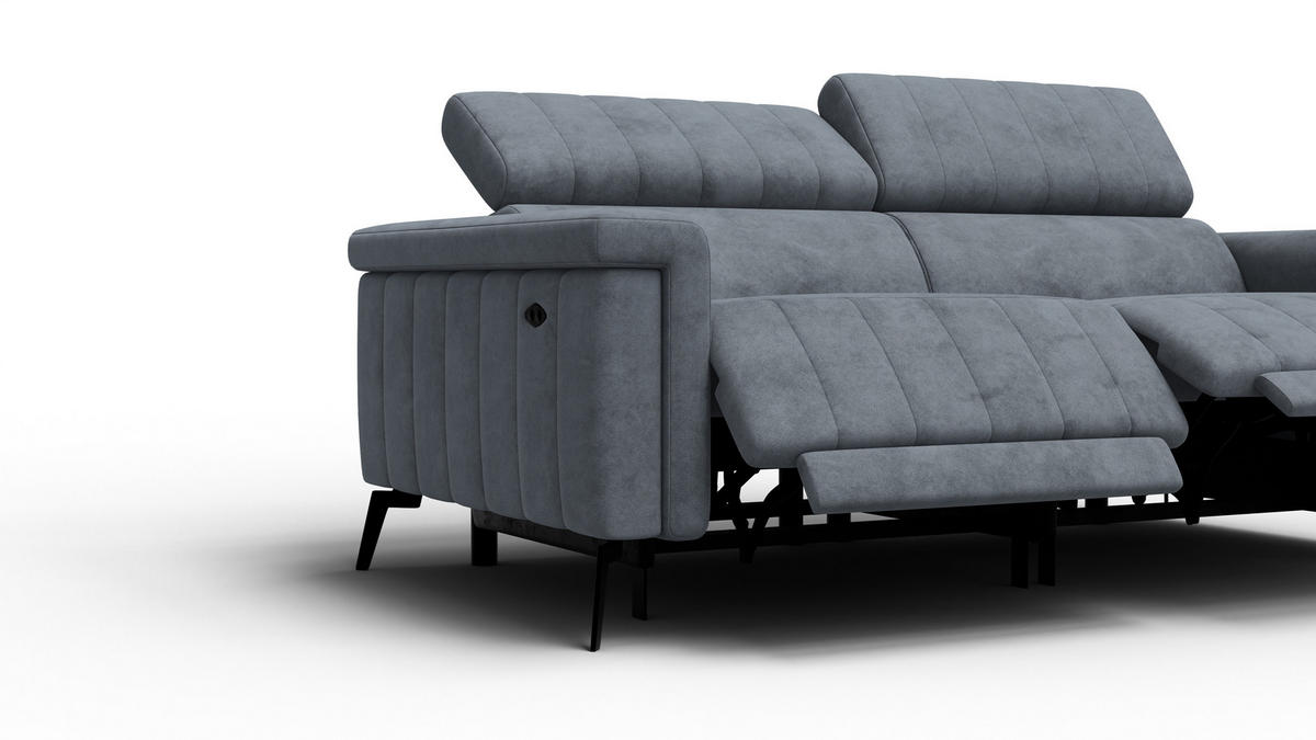 RELAXSOFA NORDEL 3-Sitzer, dunkelgrau - Dunkelgrau/Schwarz, Holz/Textil (194/80/105cm) - Courtois Laville