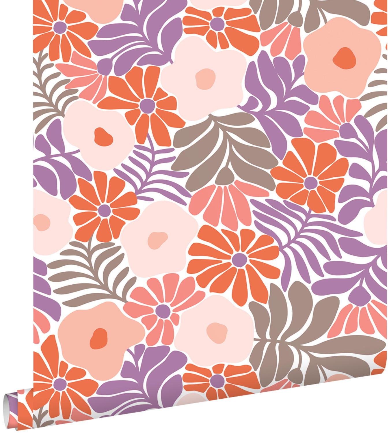 TAPETE Blumen im Matisse-Stil 53 cm x 10.05 m - Lila, Papier (53/1000cm) - ESTAhome