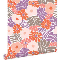 TAPETE Blumen im Matisse-Stil 53 cm x 10.05 m - Lila, Papier (53/1000cm) - ESTAhome