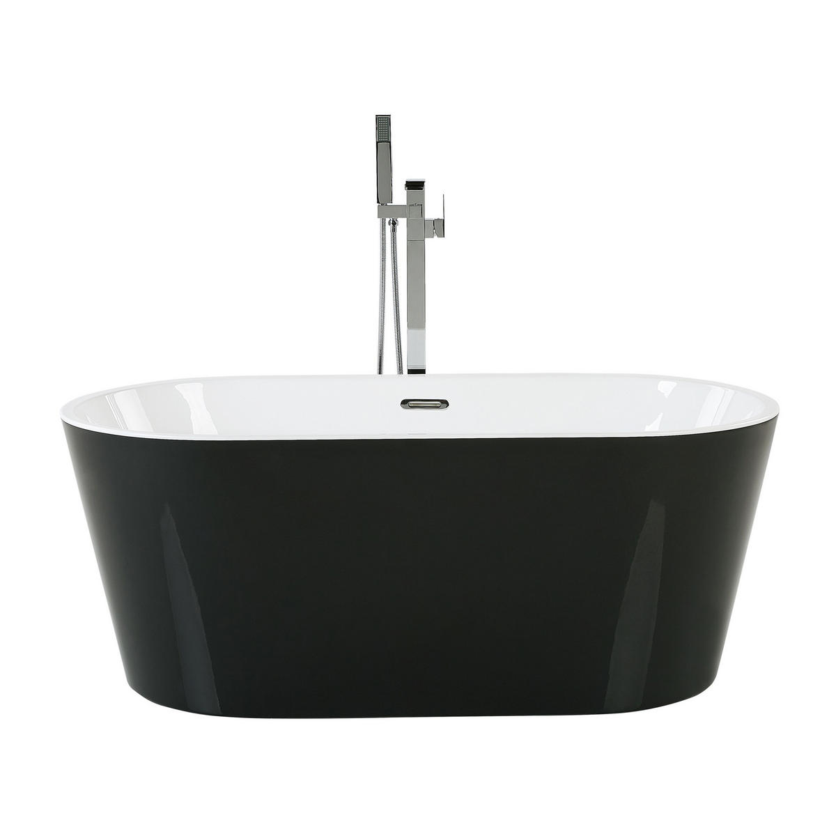 BADEWANNE FREISTEHEND 75x150x58 cm schwarz Havana - Schwarz, Kunststoff (75/58/150cm) - Beliani