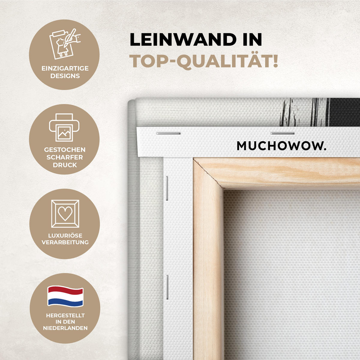 LEINWANDBILD Gold - Rechtecke - Kreise - Abstrakt Room Decor 30x40 cm - Weiß, Textil (30/40cm) - MuchoWow