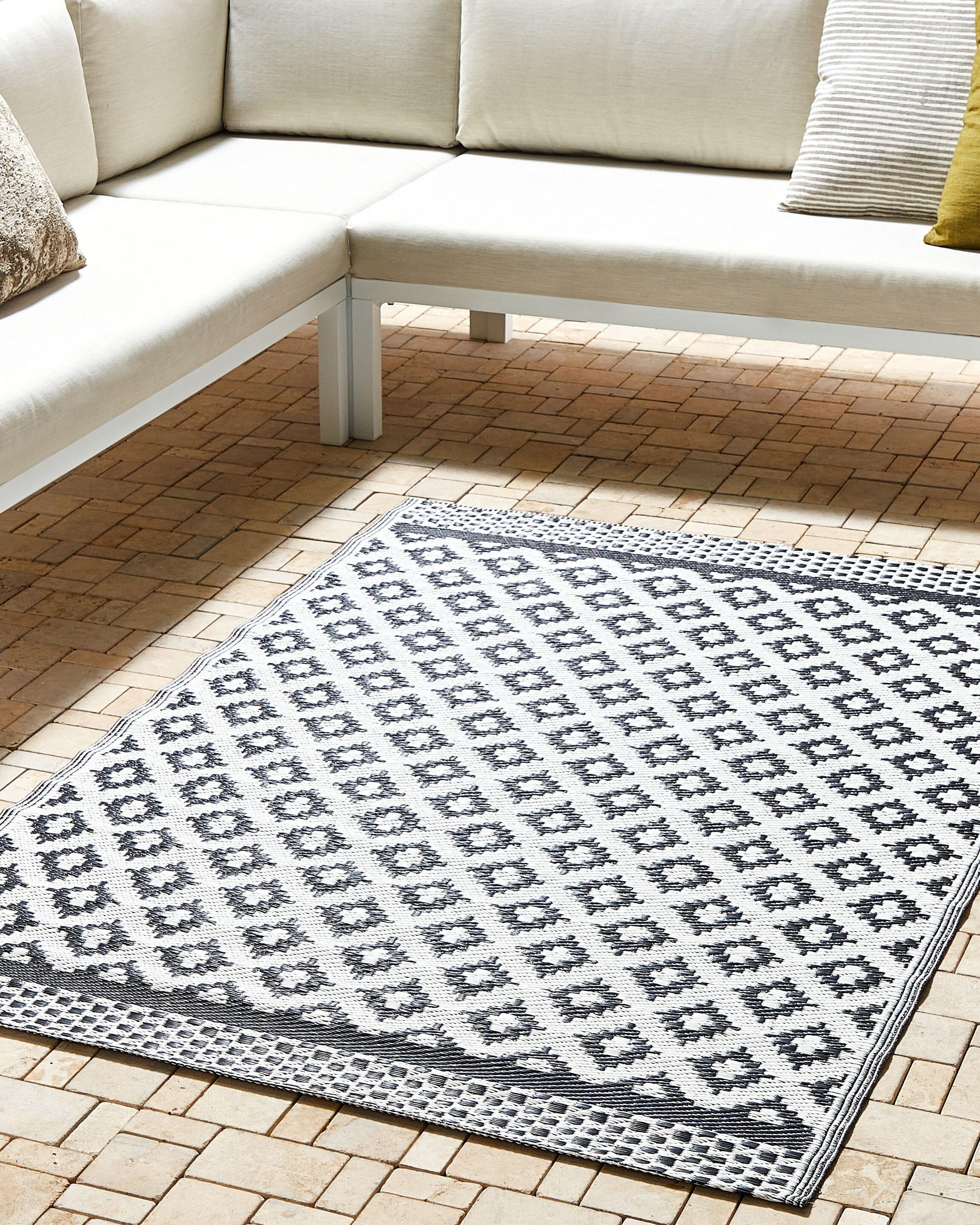 OUTDOORTEPPICH Thane 180/120 cm - Schwarz/Weiß, Kunststoff (120/180cm) - Beliani