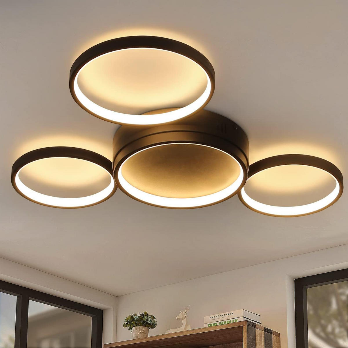 LED-DECKENLEUCHTE Carina 61.5/46.5/6 cm - Schwarz, Metall (61.5/46.5/6cm) - Nettlife