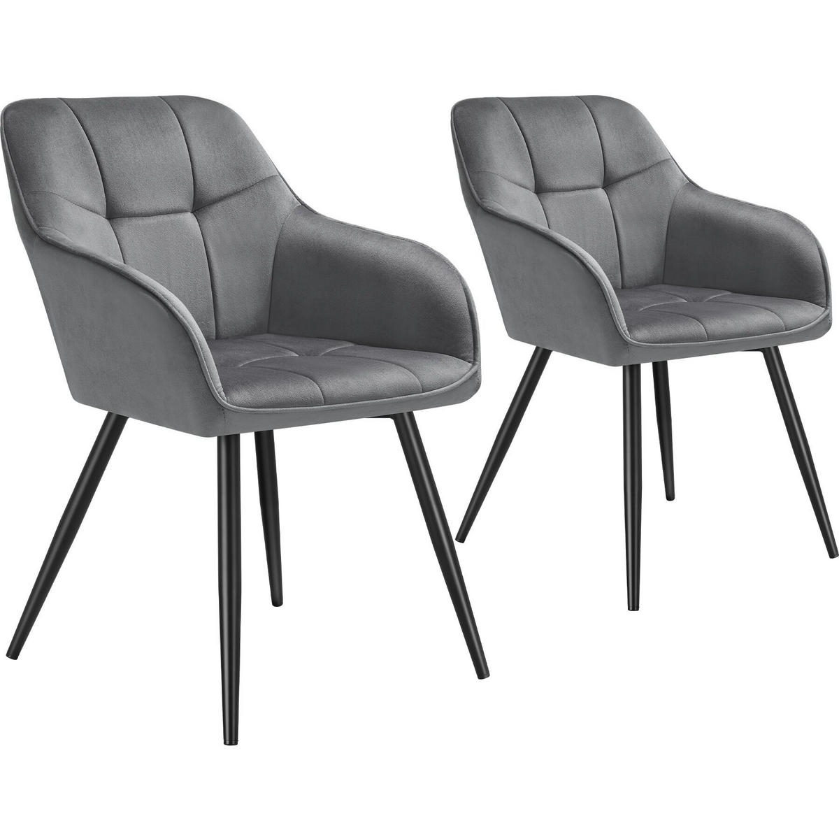 ESSZIMMERSTUHL 2er Set Marilyn 58 x 62 x 82 cm grau/schwarz - Schwarz/Grau, Kunststoff (58/82/62cm) - tectake