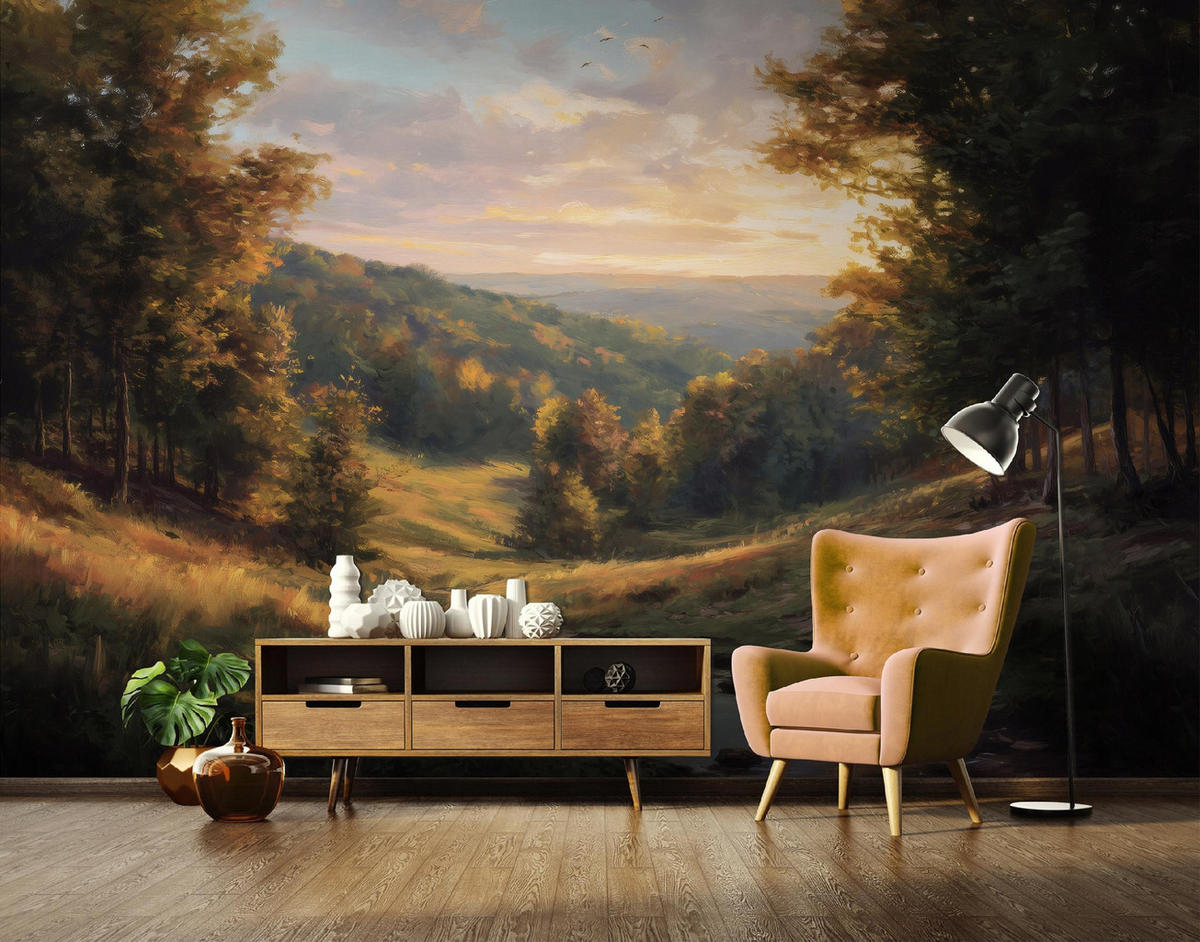 FOTOTAPETE Wald Bäume Beige 250x175 cm - Multicolor, Papier (250/175cm) - Wallarena