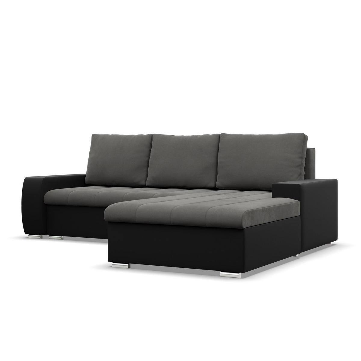 ECKSOFA MIT SCHLAFFUNKTION AURORA RECHTS, Dunkelgrau + Schwarz - Dunkelgrau/Schwarz, Textil (243/200cm)