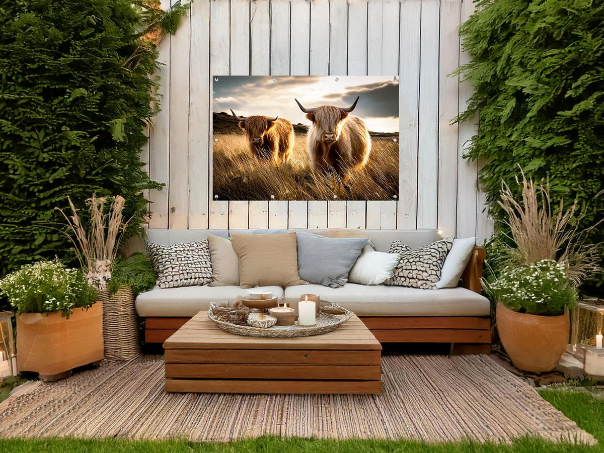 GARTEN-POSTER 120x80 cm Hochlandrinder - Beige, Kunststoff (120/80/2cm) - artissimo