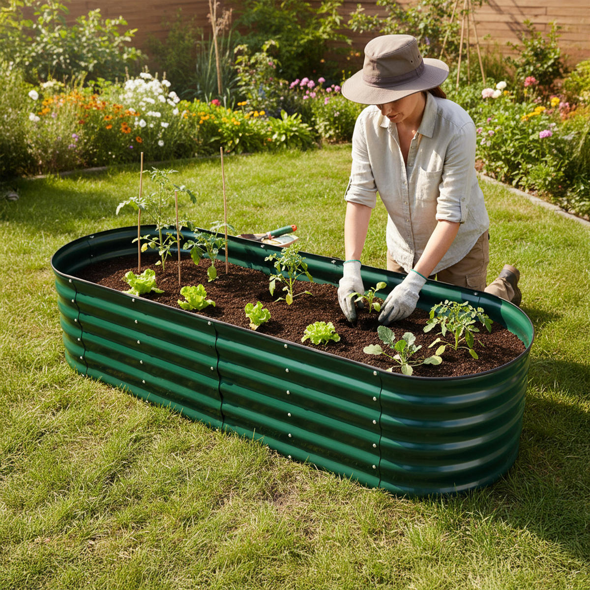 HOCHBEET - Grün, Metall (150/45/60cm) - Relaxdays
