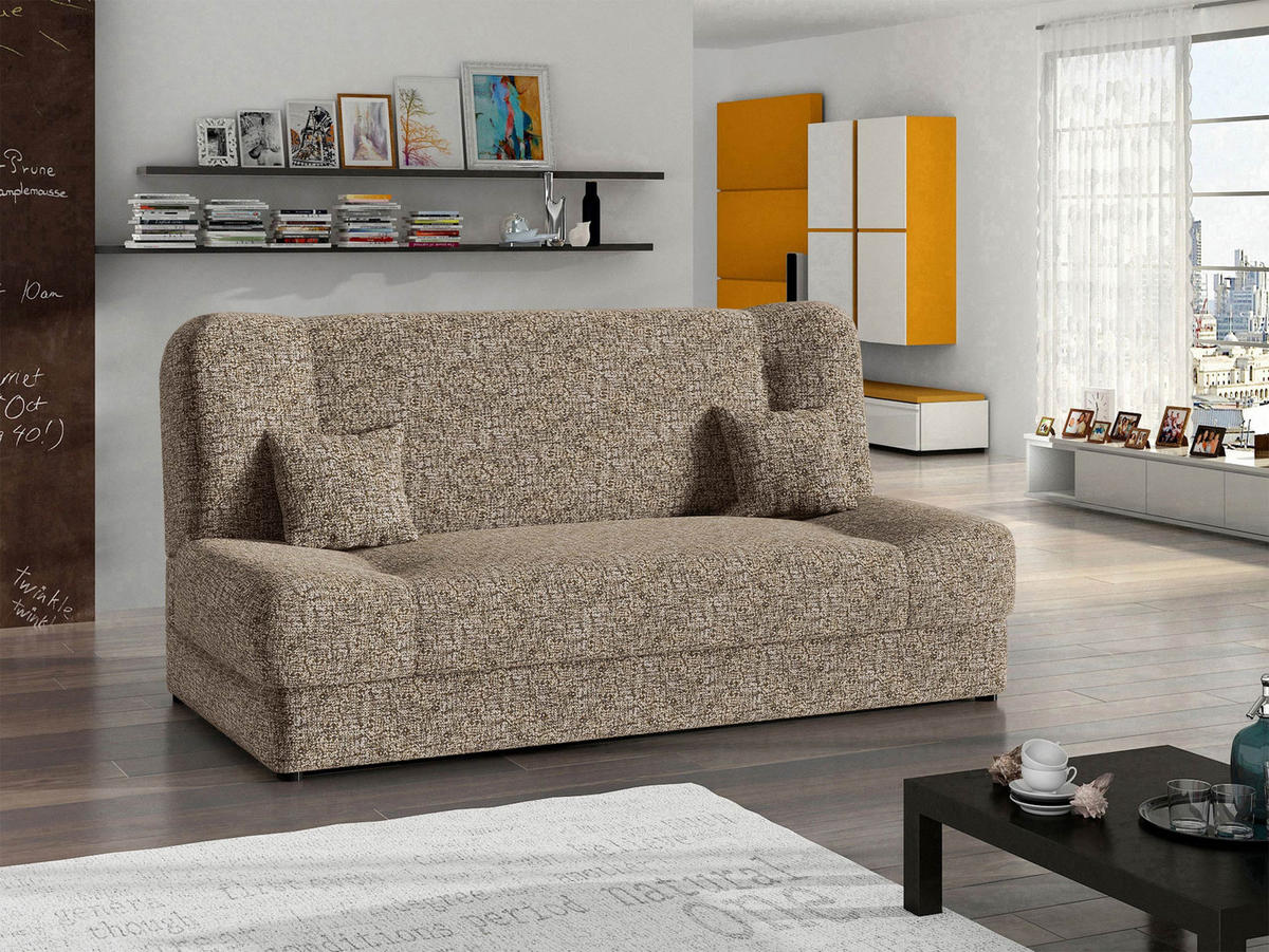 CANAPEA EXTENSIBILA Jonas - bej, material textil/lemn (195/86/87cm) - MIRJAN24