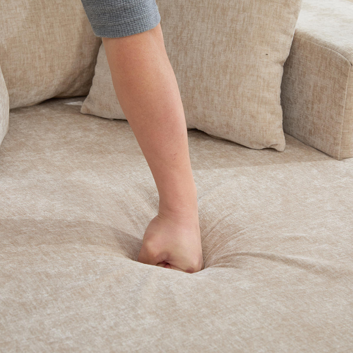 XXL-SESSEL DE-35161 mit 30D Schaumstoff Hellkhaki - Sandfarben, Textil (113/78.5/140cm) - ComfortXL