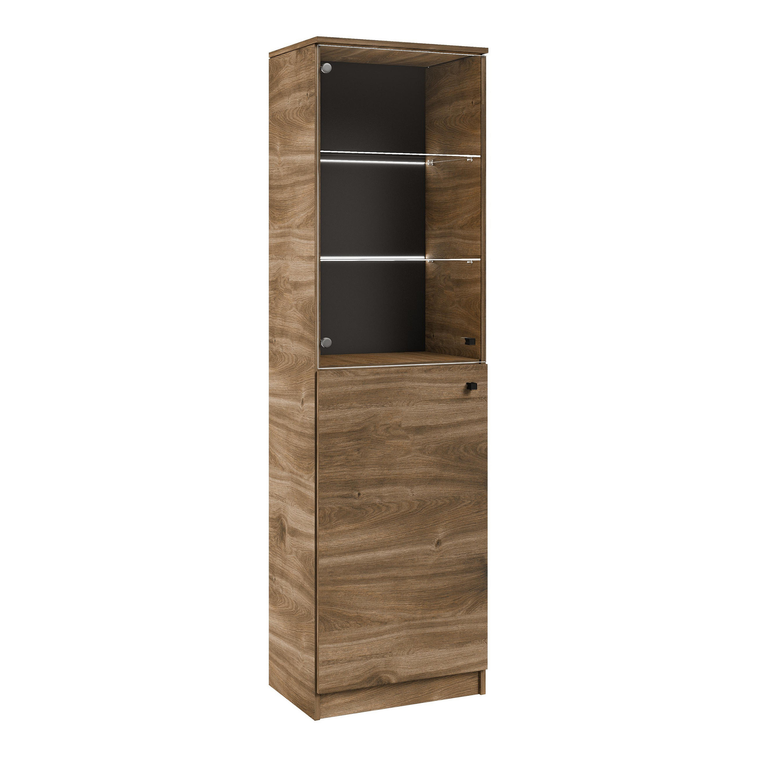 VITRINENSCHRANK NESTOS 190 x 50 cm Braun - Braun, Holzwerkstoff (50/190/40cm) - MASSENO