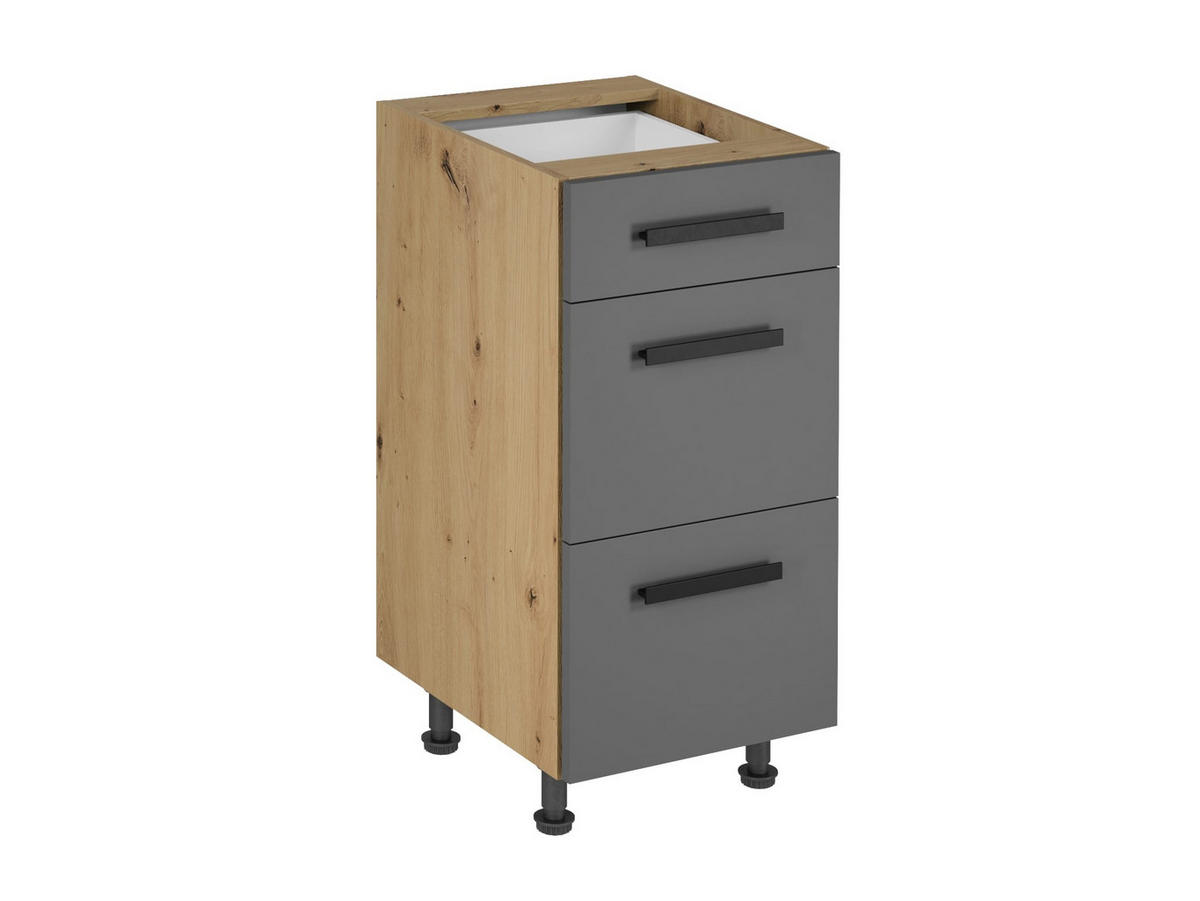 UNTERSCHRANK 40 cm – Nexa D40S3 – Beige / Push-to-Open-System - Beige, Holzwerkstoff (40/82/47cm) - ROYAL24_MARKT