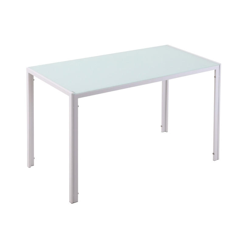 ESSTISCH 120/60/75 cm weiß mit Tischplatte aus gehärtetem Glas aus Metall - Weiß, Metall (120/60/75cm) - OKWISH