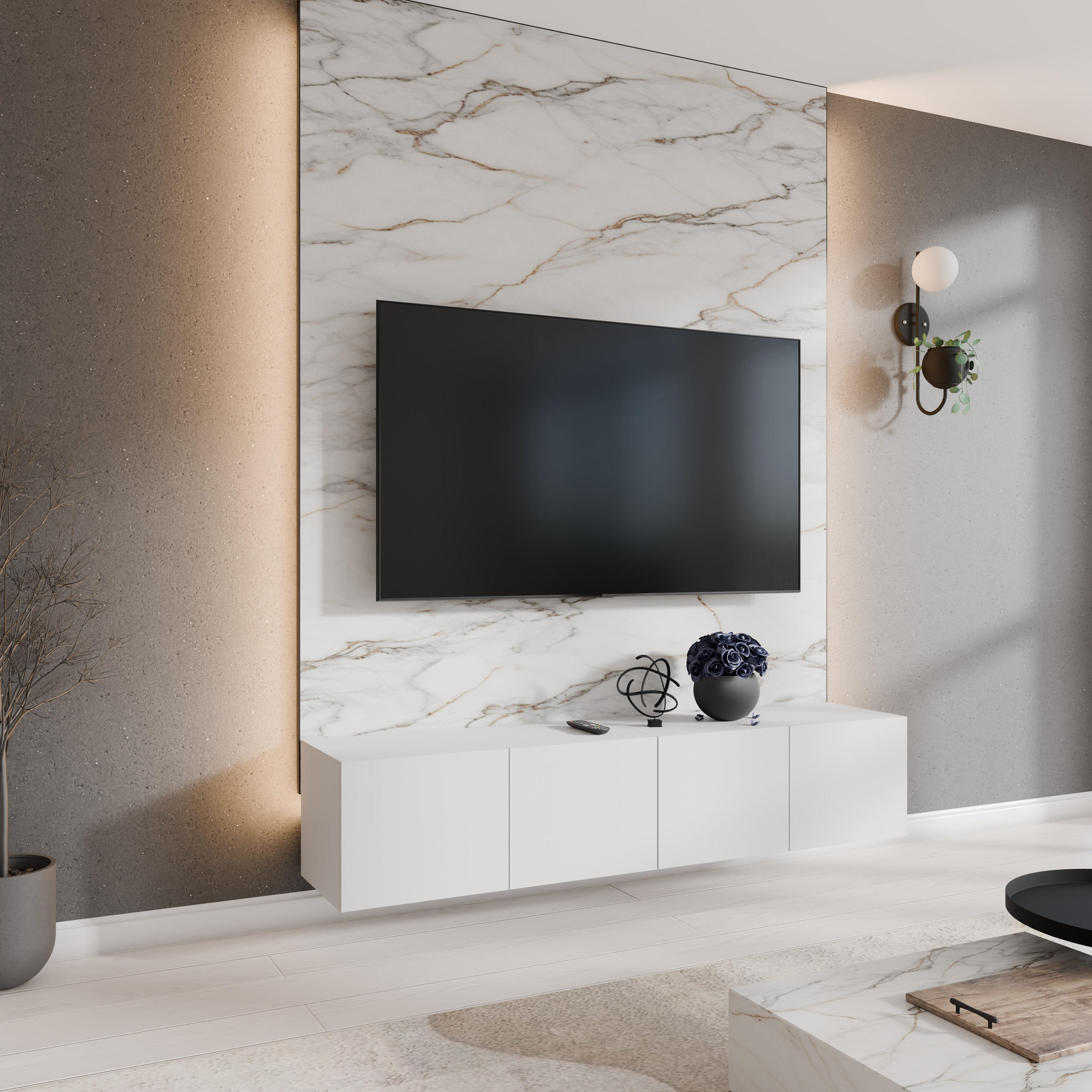 TV-SCHRANK LIO - Weiß, Holzwerkstoff (200/41/40cm) - Meblini