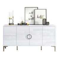 SIDEBOARD 150/38/59,5 cm mit 4 Schubladen, 2 Türen, Hochglanzfront und Metallfüßen, MDF, Weiß - Weiß, Holzwerkstoff (150/59.5/38cm) - Redom