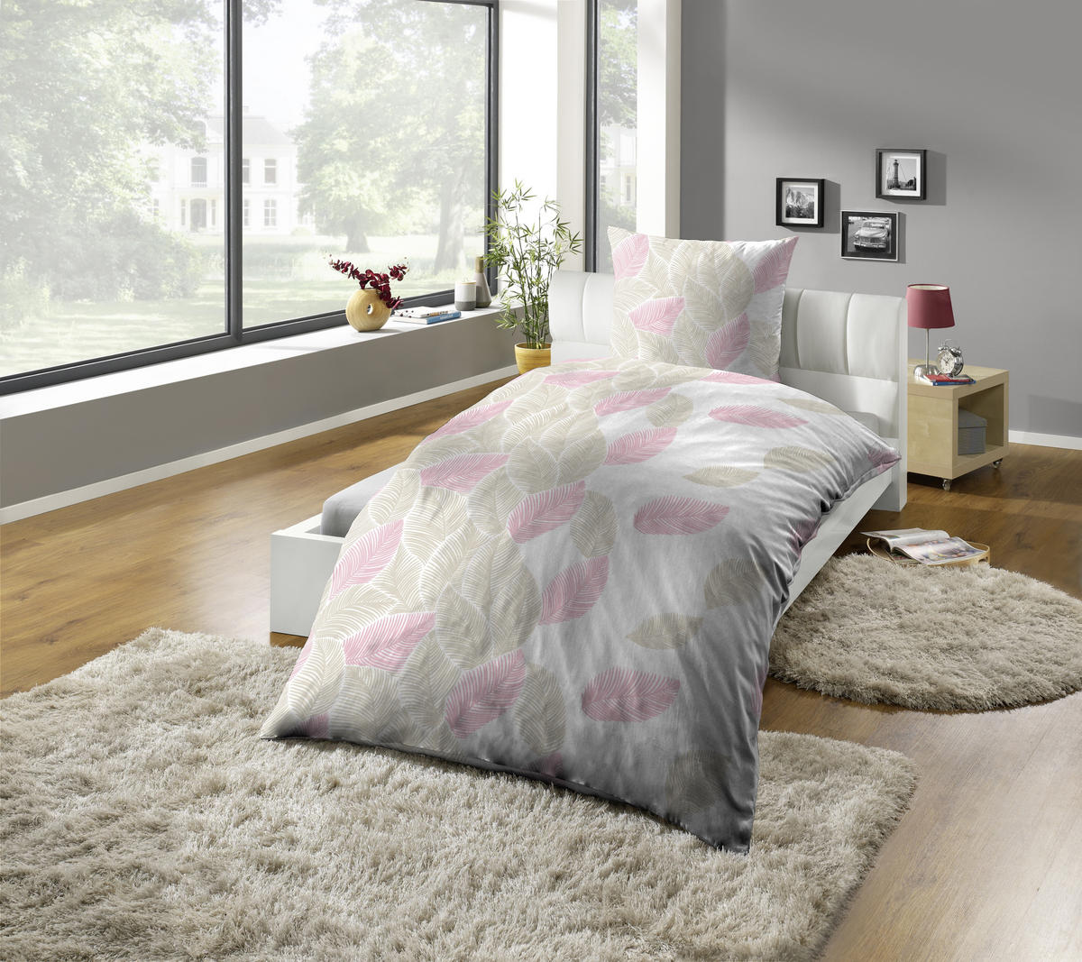 SEERSUCKER-BETTWÄSCHE 135x200 geblümt Sommer Bettbezug Bügelfrei aus 100% Baumwolle, Bettbezüge mit Blumen Muster - Weiß, Textil (135/200cm) - Carpe Sonno