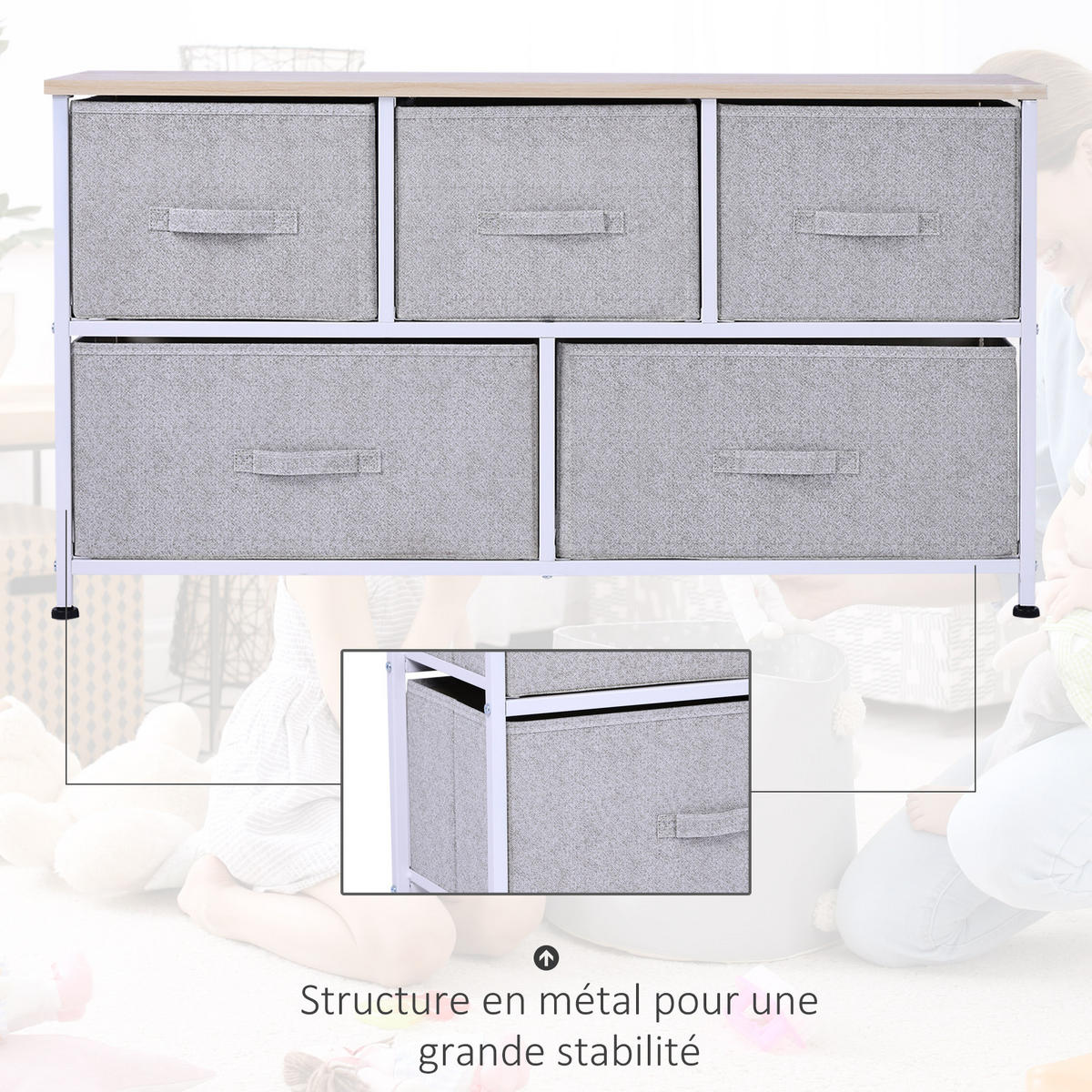 KOMMODE Grau Weiß Holzoptik 100/30/54 cm - Grau, Metall (100/54/30cm) - PANGIVO