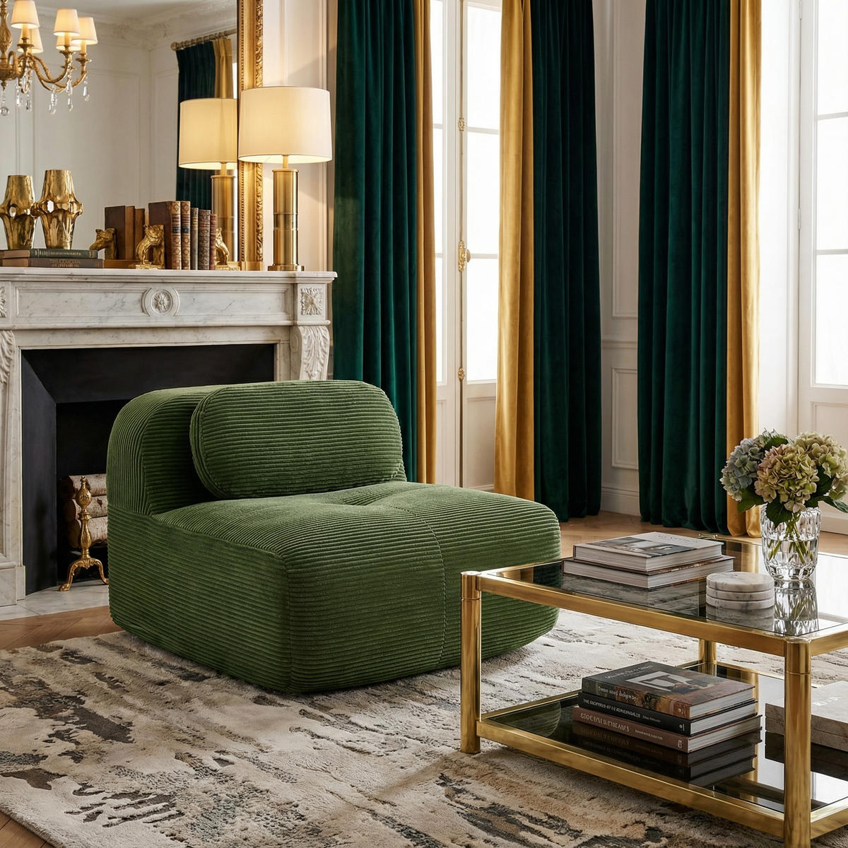 1-SITZER SOFA in Premium Cord - Grün, Textil (90/75/103cm) - Urban Meuble