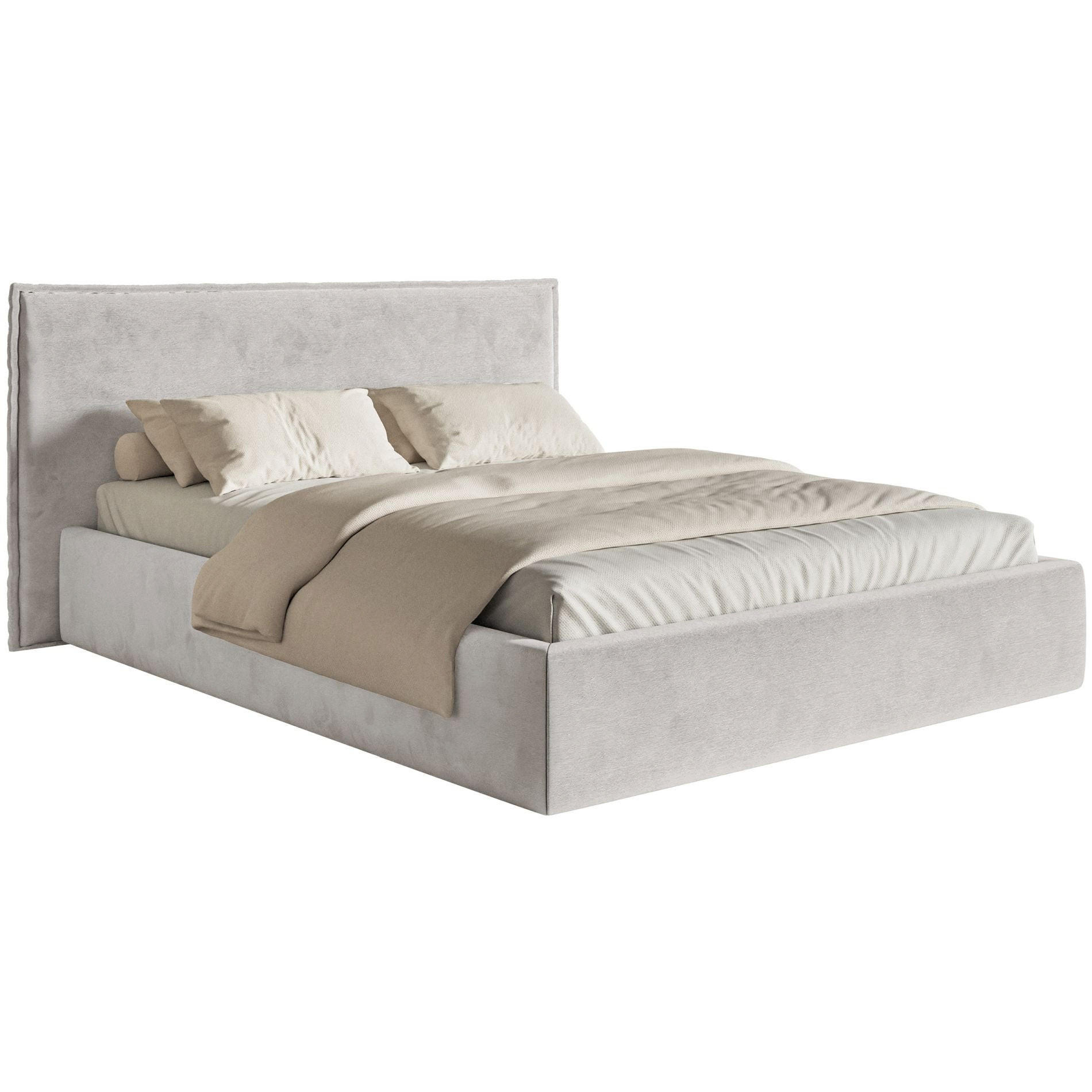 POLSTERBETT Softie Hellgrau Velours 140x200 - Hellgrau, Textil (140/200cm) - Selsey