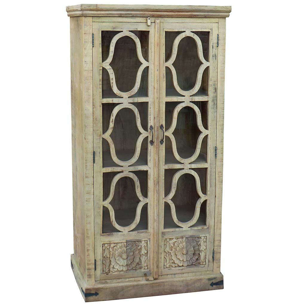 VITRINE aus Holz, weiß, 100x45x196cm - Beige, Holz (100/196/45cm) - Wanderlust