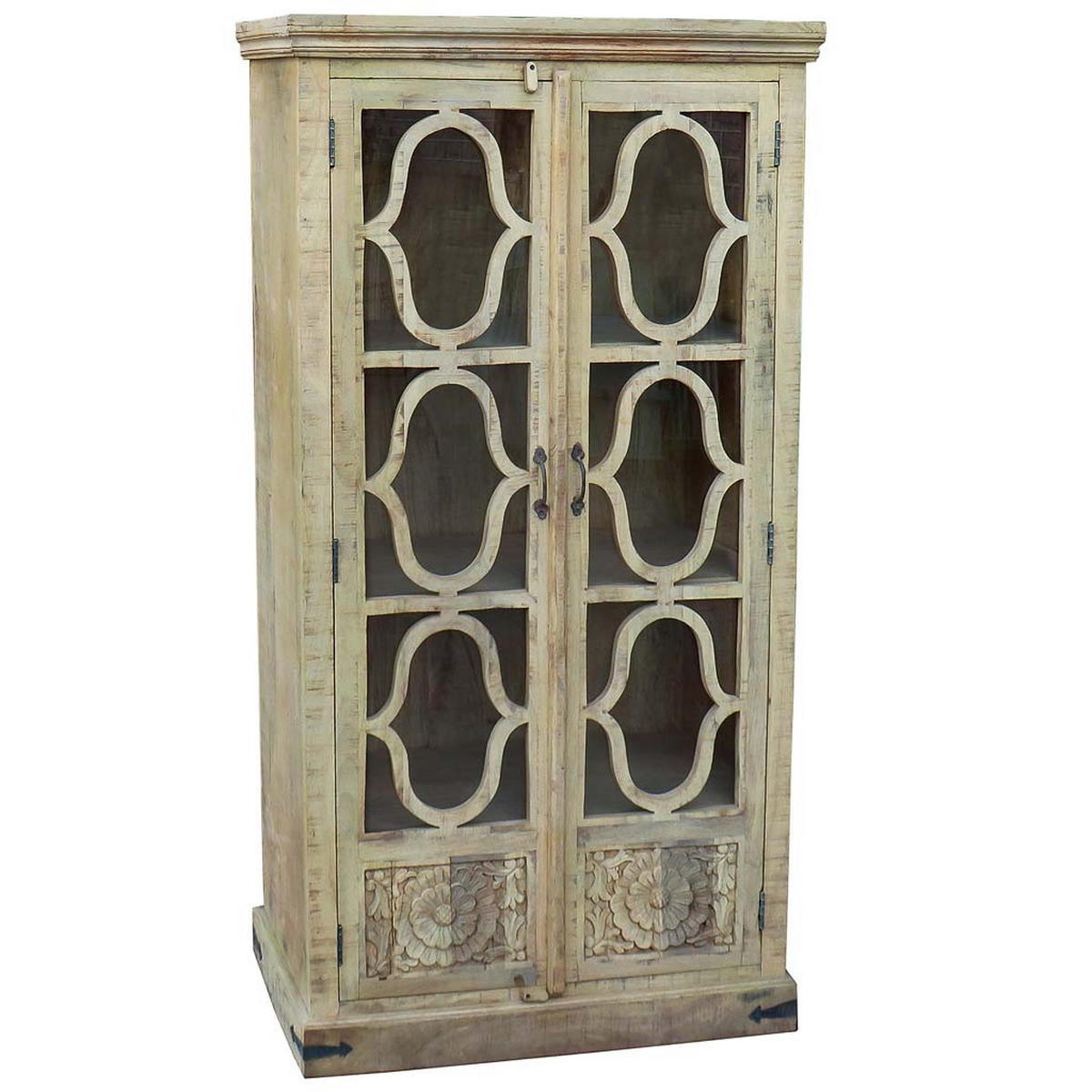 VITRINE aus Holz, weiß, 100x45x196cm - Beige, Holz (100/196/45cm) - Wanderlust