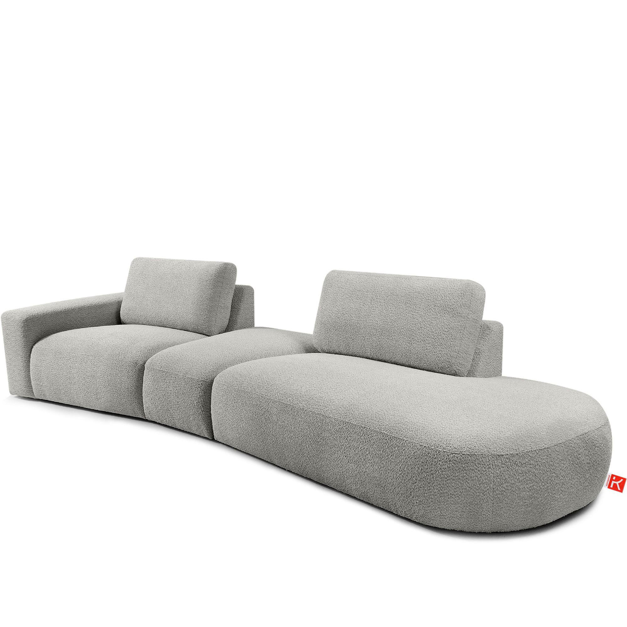 4-SITZER ECKSOFA ZUCCO Boucle rechts, Hellgrau - Hellgrau, Textil (350/84/105cm) - KONSIMO®