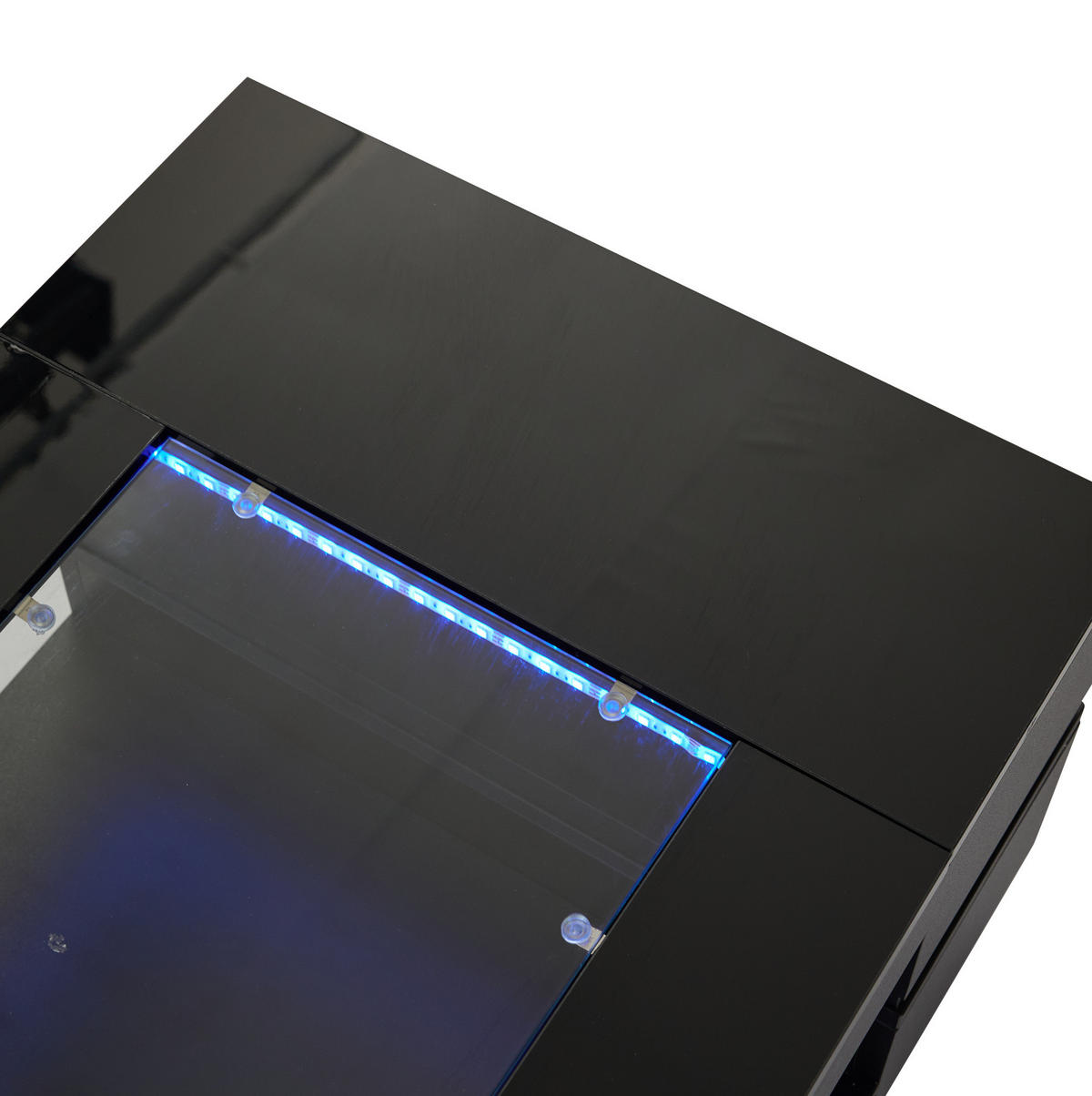 COUCHTISCH 100/50 cm mit Ablage und LED-Beleuchtung in Schwarz - Schwarz, Holzwerkstoff (100/50/35cm) - BEAOK