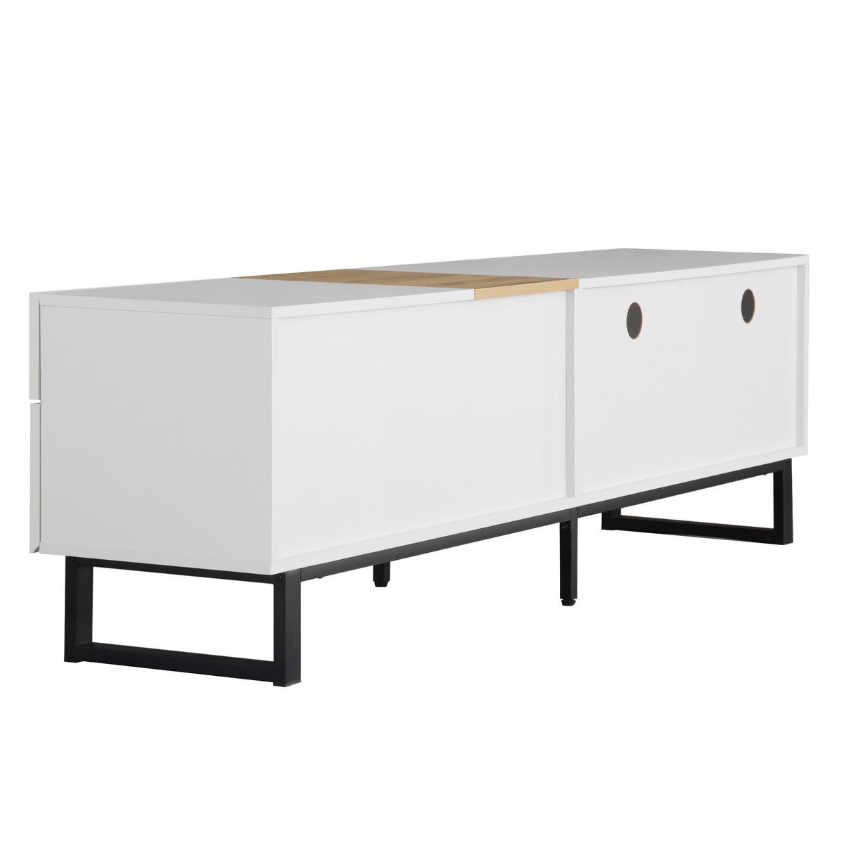 TV-MÖBEL Weiß und Holzfarbe 180/38/50 cm - Weiß, Holzwerkstoff (180/50/38cm) - PANGIVO