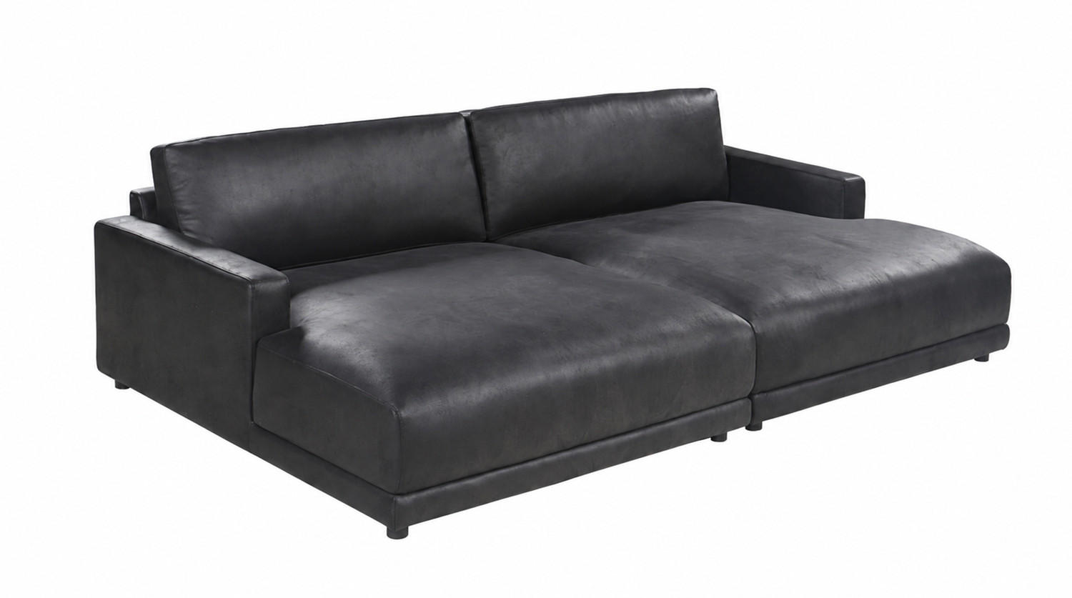 BIG SOFA MARLIN Schwarz Lederfaserstoff - Schwarz, Leder/Kunststoff (262/80/168cm) - KAWOLA