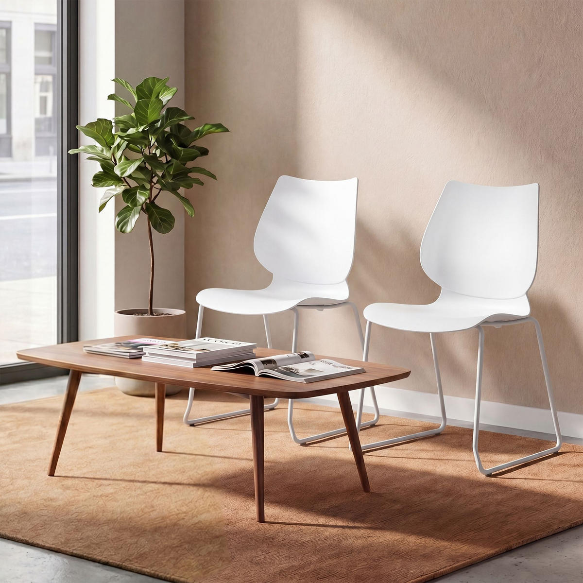 STUHL 2 Kunststoff Weiß - Weiß, Kunststoff/Metall (47/86/50cm) - CLP