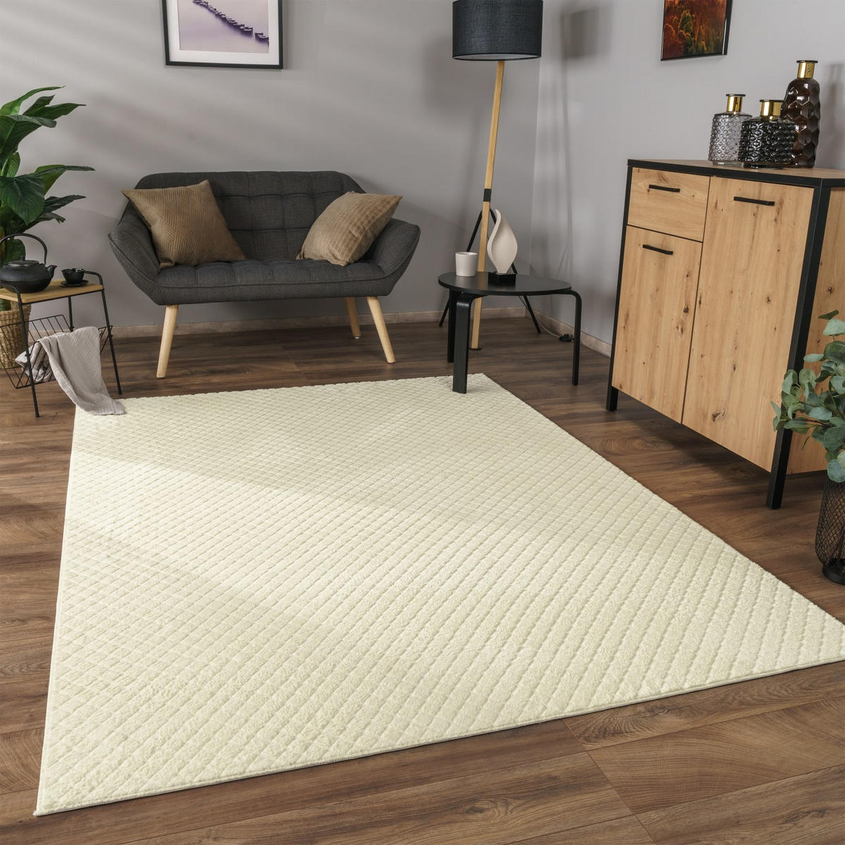 KURZFLORTEPPICH 160/220 cm Rotterdam 591 - Creme, Kunststoff (160/220cm) - Paco Home
