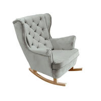 SCHAUKELSESSEL mit gepolstertem Sitz und Armlehnen, 102x81x95 cm, Asche_29855 - Buchefarben/Hellgrau, Holz/Textil (81/102/95cm) - DomoHome