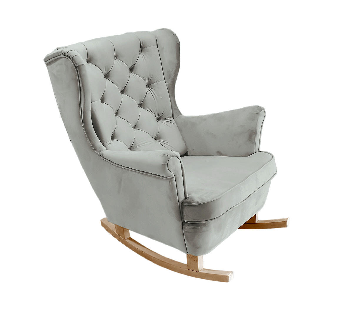 SCHAUKELSESSEL mit gepolstertem Sitz und Armlehnen, 102x81x95 cm, Asche_29855 - Buchefarben/Hellgrau, Holz/Textil (81/102/95cm) - DomoHome