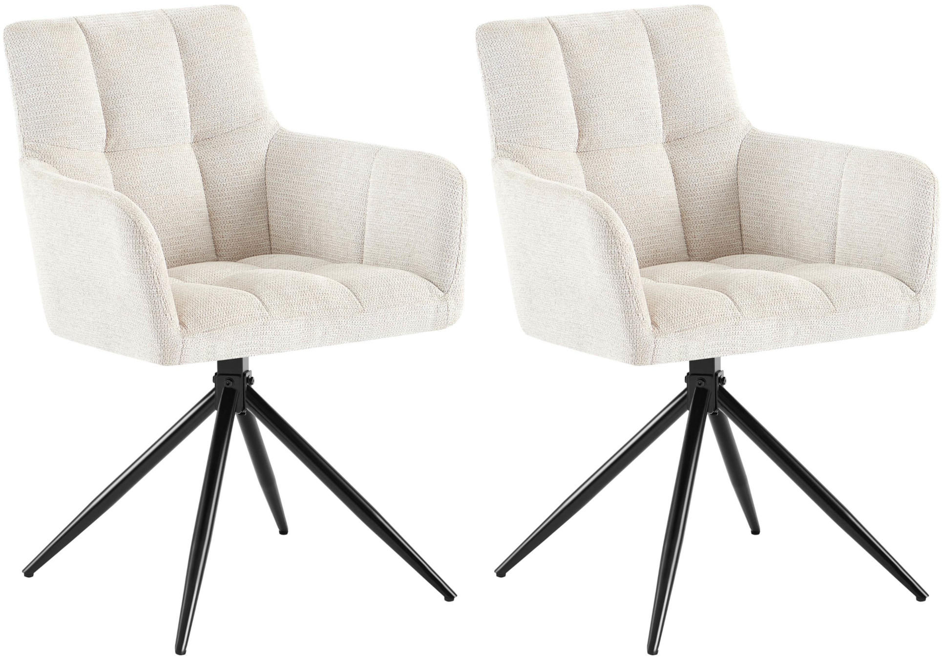 ARMLEHNENSTUHL 2er Set Stoff Creme - Creme/Schwarz, Textil/Metall (59/87/59cm) - CLP