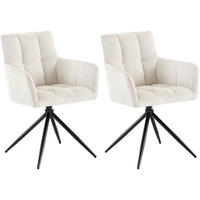ARMLEHNENSTUHL 2er Set Stoff Creme - Creme/Schwarz, Textil/Metall (59/87/59cm) - CLP