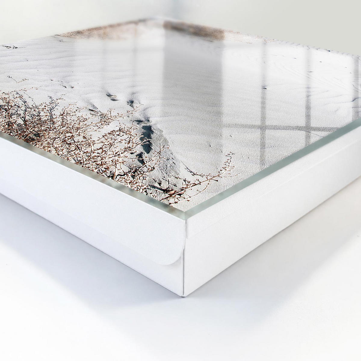 SCHLÜSSELBOX Weiß 30x30 cm – Türöffnung nach rechts - Sandige Wellen - Grau, Metall (30/30/5cm) - TULUP