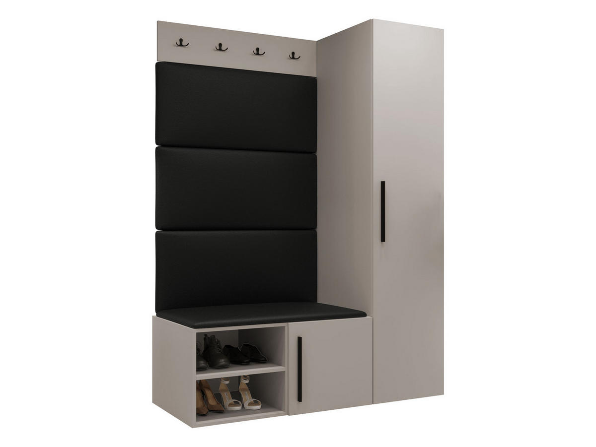 GARDEROBEN-SET Medi II - Kaschmir/Schwarz, Holzwerkstoff/Kunststoff (40/191/50cm) - MIRJAN24