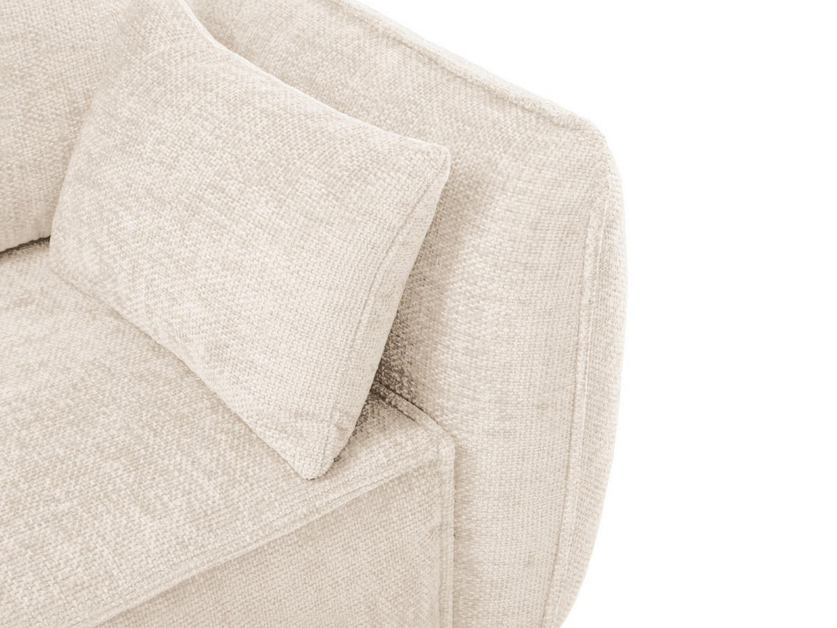AUSKLAPPBARES-ECKSOFA links mit Container Kaelle aus Chenille-Stoff leichtes beige 4 Sitzplätze - Creme, Textil (165/252cm) - Micadoni