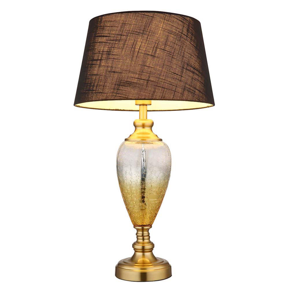 LED TISCHLEUCHTE Schwarz Glas Textil - Schwarz, Glas (38/38/66cm) - Globo Lighting