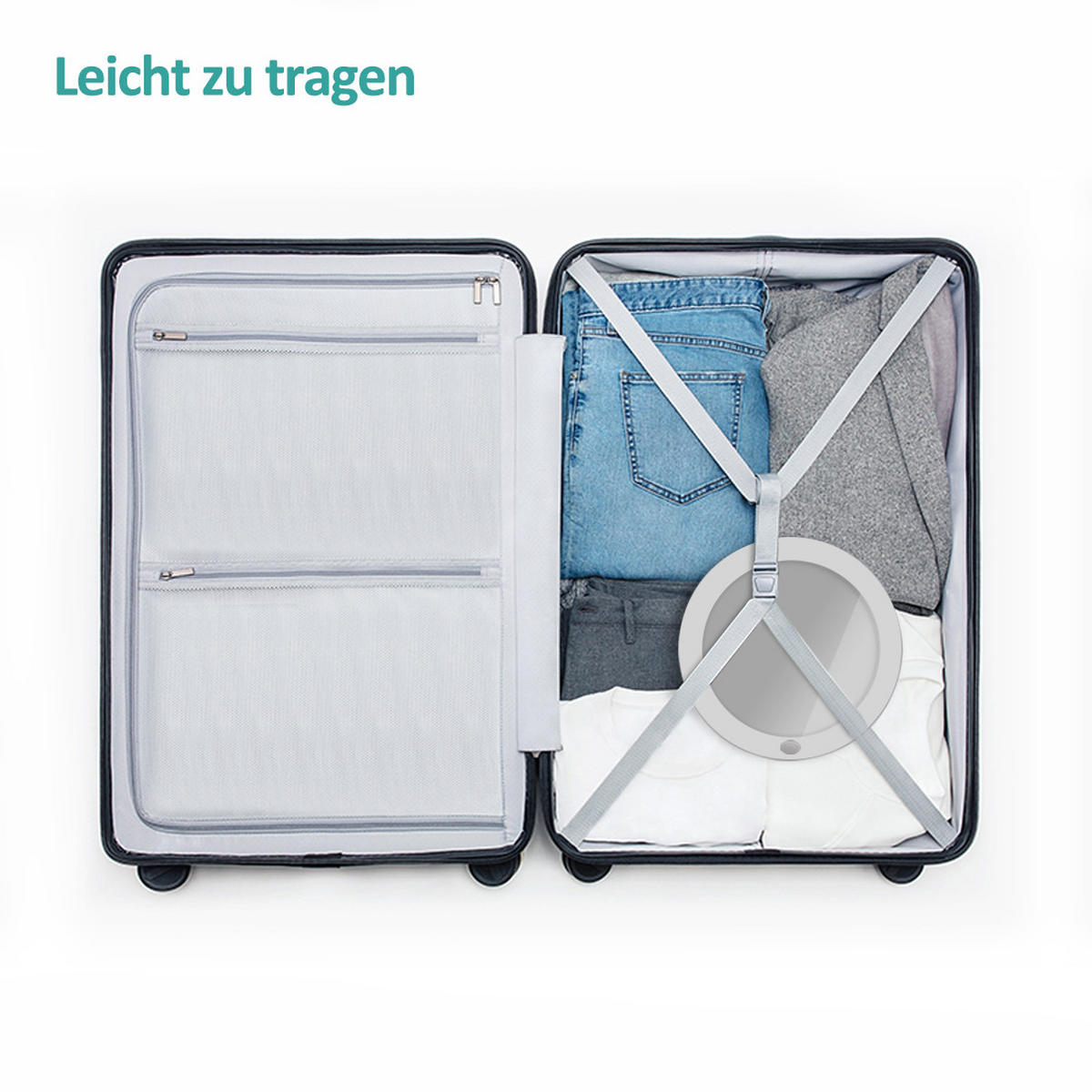 KOSMETIKSPIEGEL mit Licht mit Saugnapf, 5-fache Vergrößerung, Weiß, ф16,5 cm - Weiß, Glas (16.5/16.5/16.5cm) - EMKE