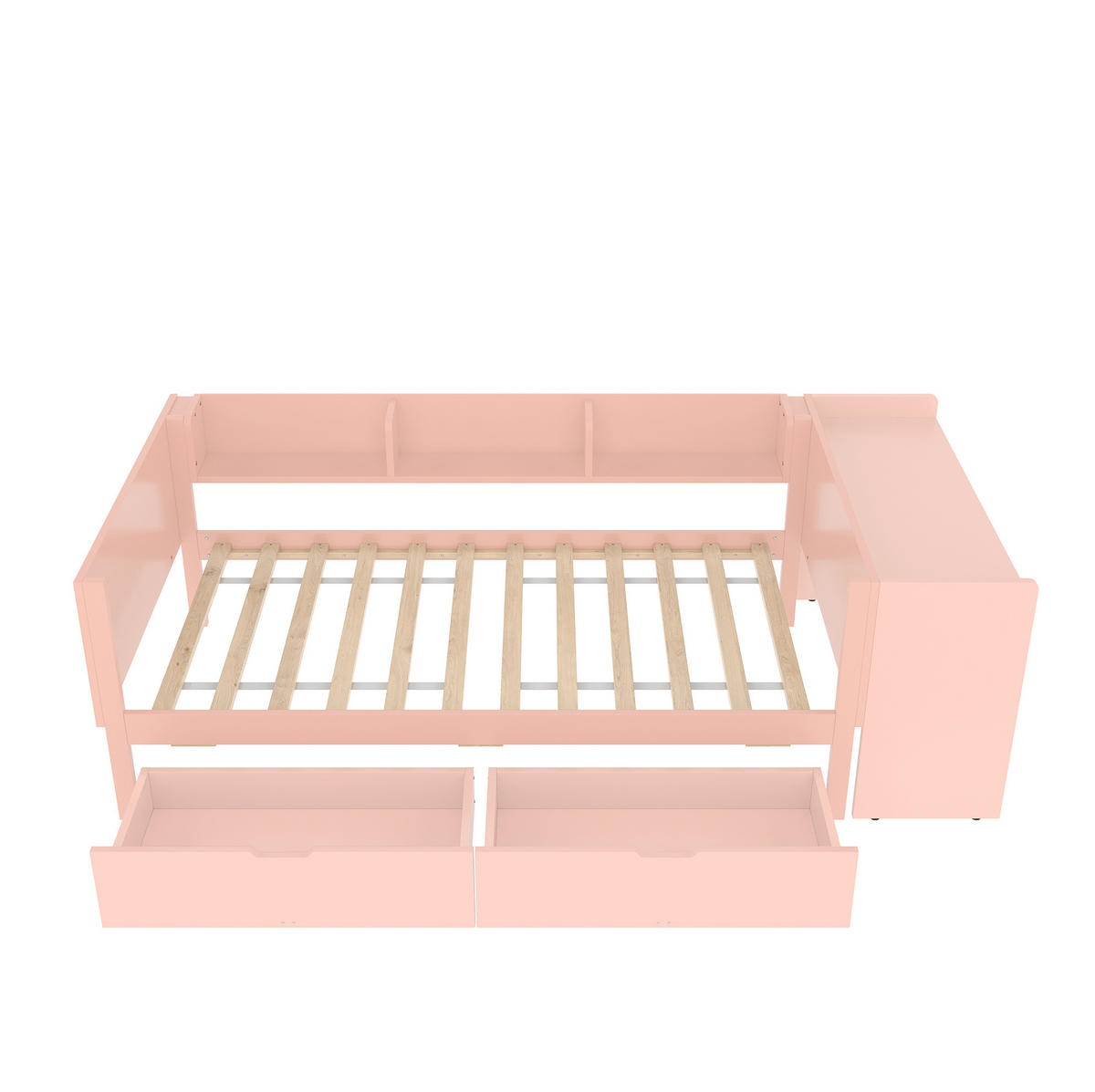 KINDERBETT 90/200 cm Rosa/Weiß aus Kiefer mit Schreibtisch, 2 Schubladen und Regalen - Rosa, Holz (90/200cm) - OKMYHOME