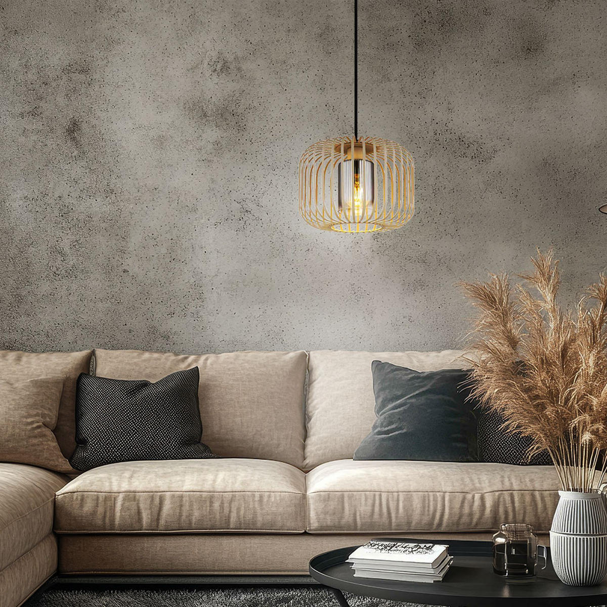 LED HÄNGELEUCHTE ALFRED Metall Beige - Beige, Glas (28/28/120cm) - Globo Lighting