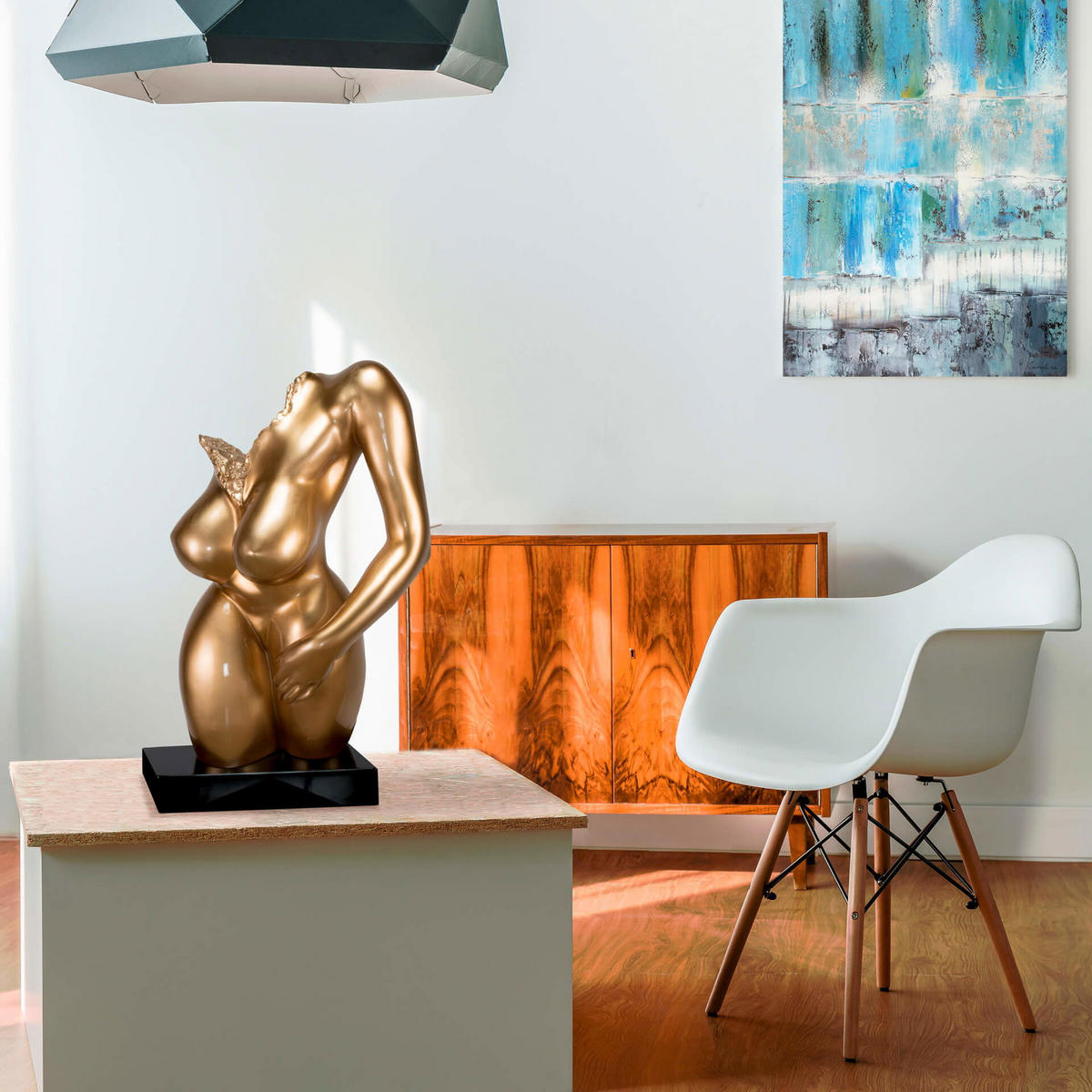 SKULPTUR Gold 34/60 cm - Goldfarben, Stein (6.5/60/24cm) - KUNSTLOFT